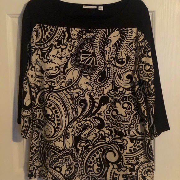 Susan Graver Black and Tan shirt - Picture 2 of 3